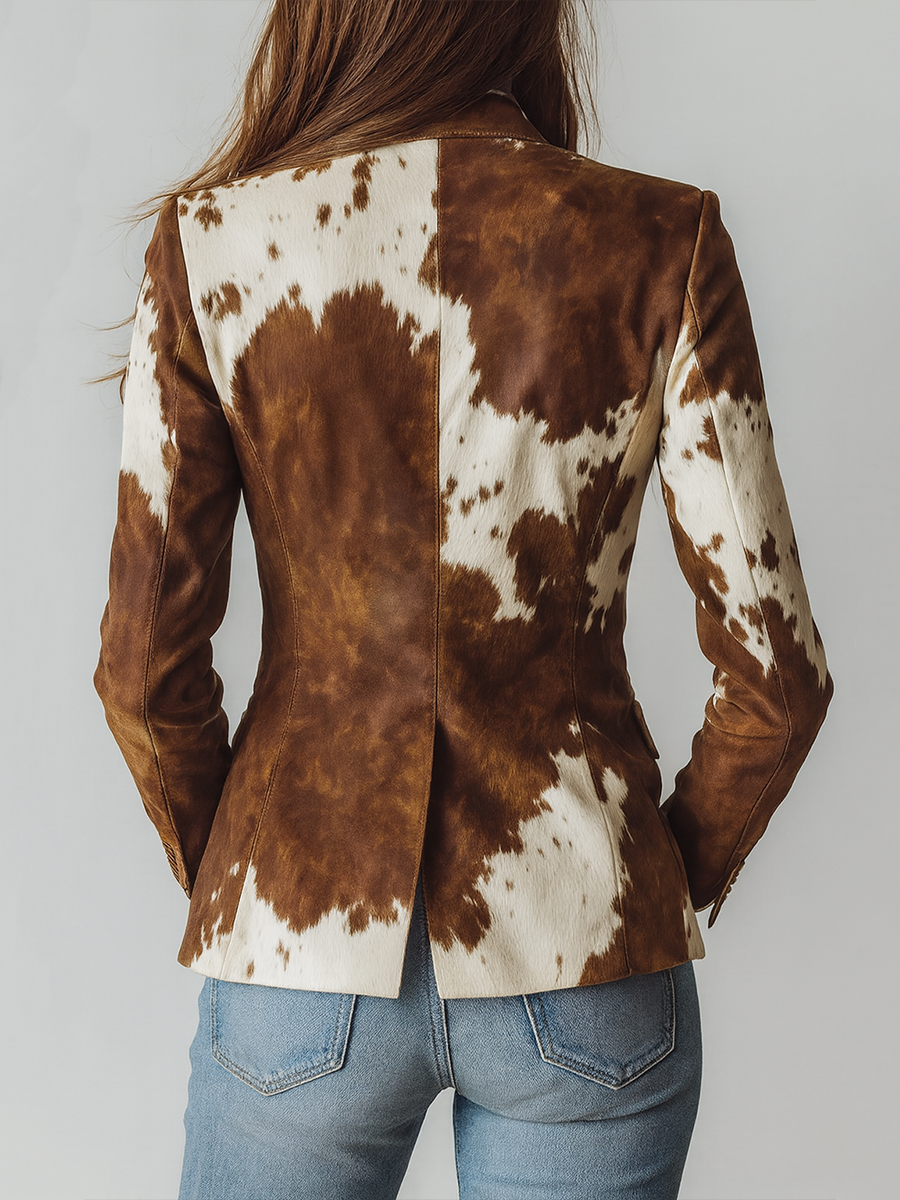 Agathe | Umweltfreundlicher Vintage-Blazer im Kuhmuster