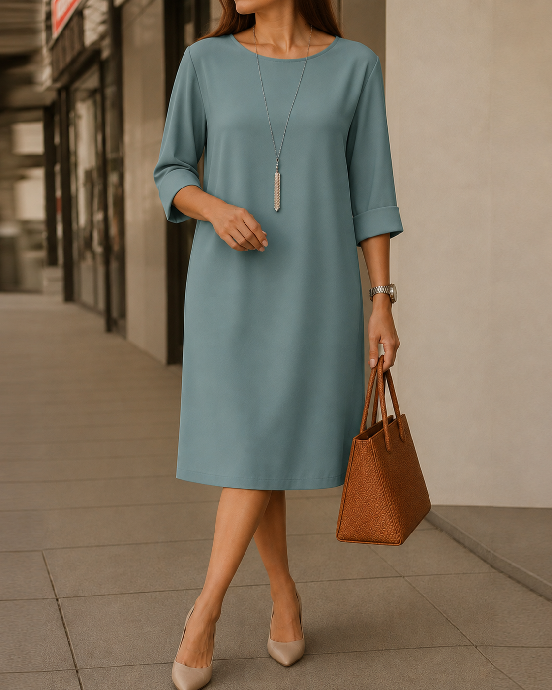 Elara™ | Fließendes Midikleid mit schmeichelnder Passform