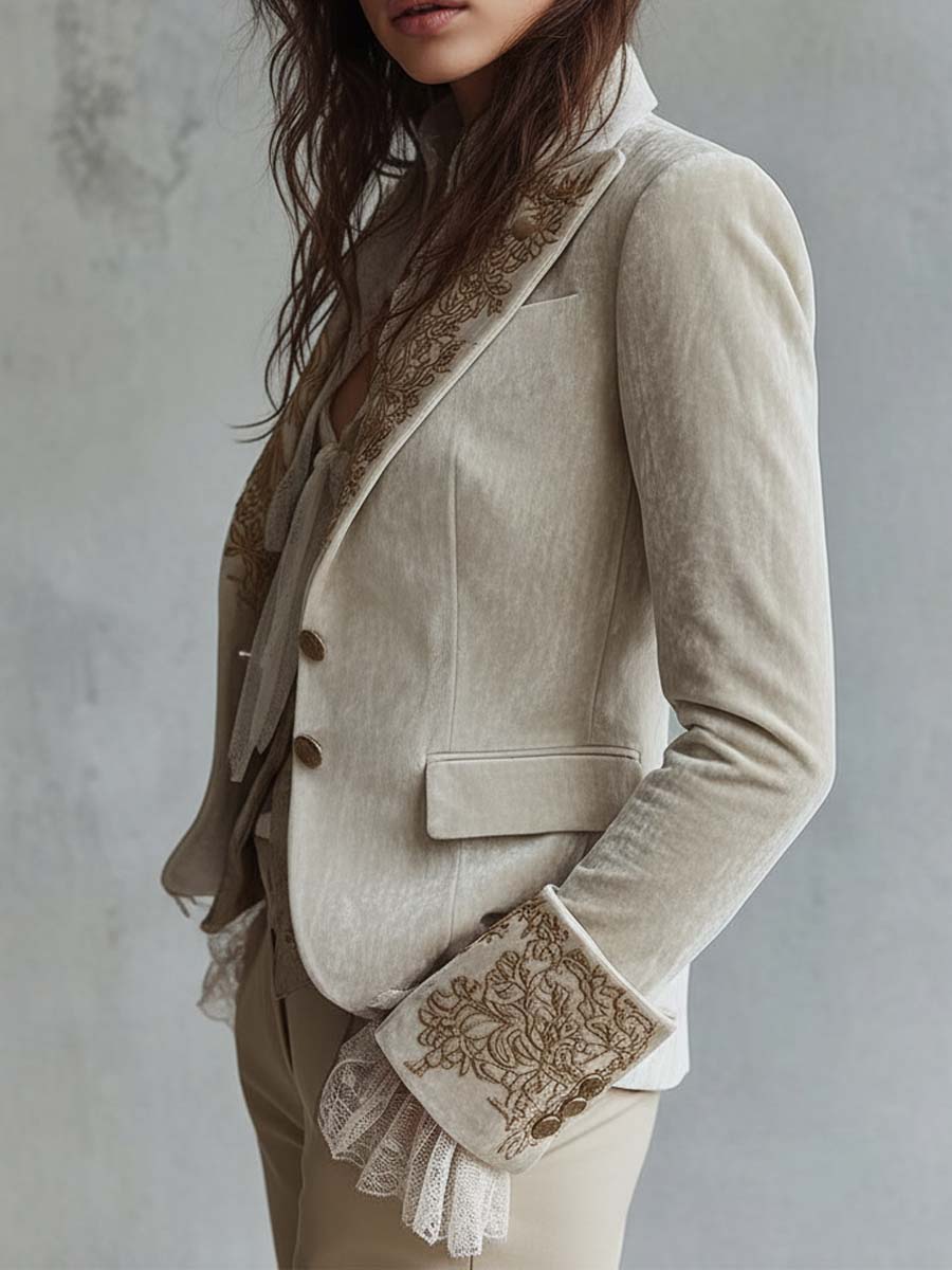 Constance | Embroidered Ivory Blazer
