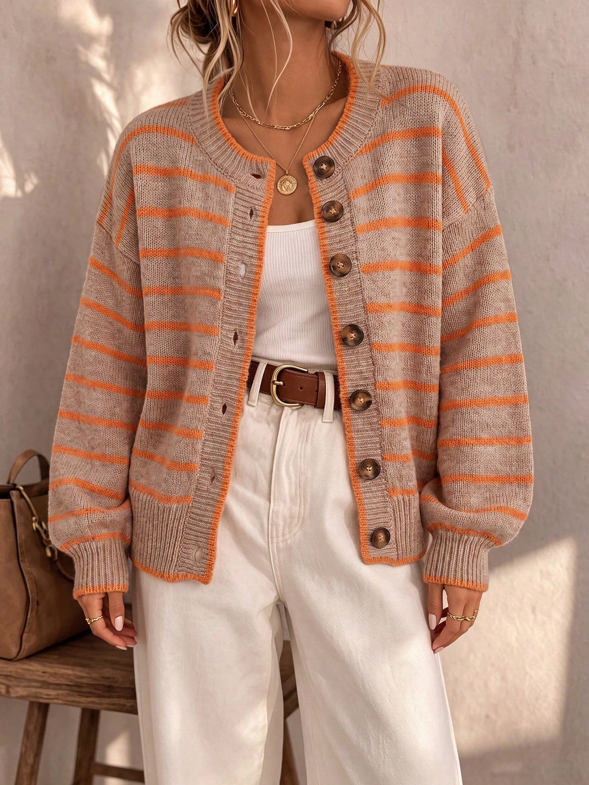 Céliane | Chic Striped Knit Cardigan