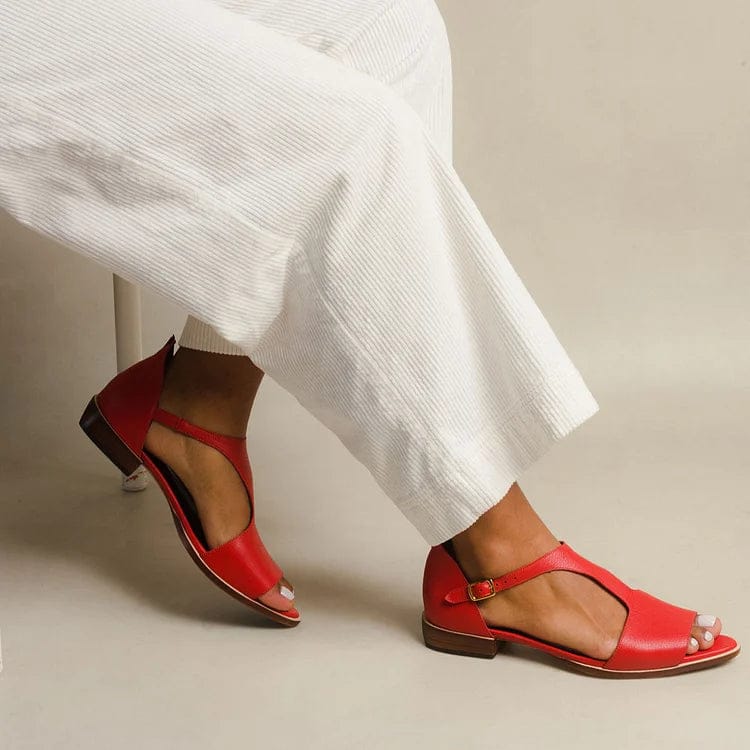 Bequeme Cut-Out Peeptoe Sandalen mit spitzem Zehenbereich und T-Riemen