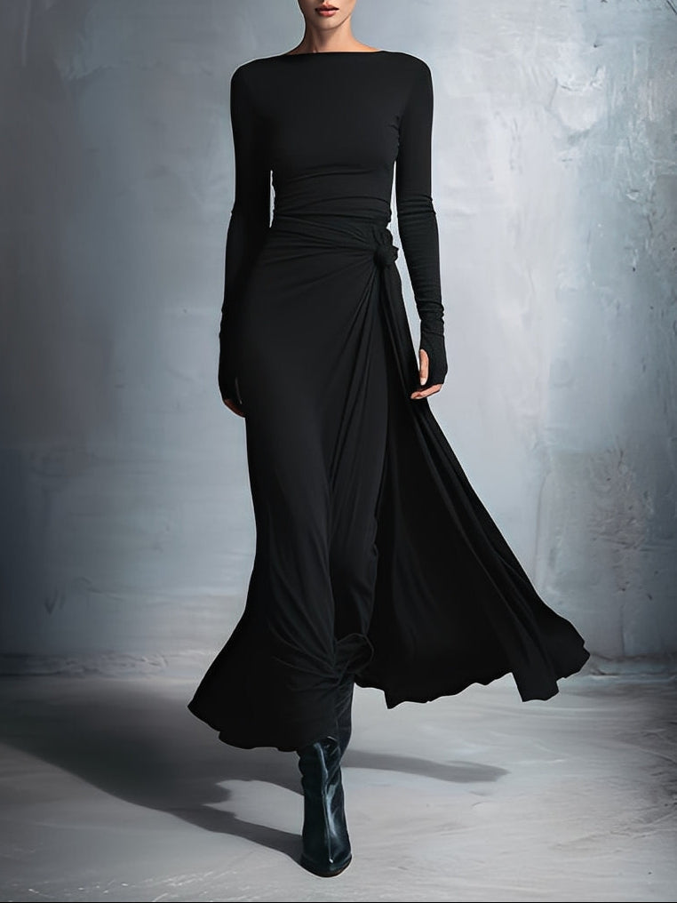 Gabriella | Langes Kleid mit seitlichem Knoten-Detail