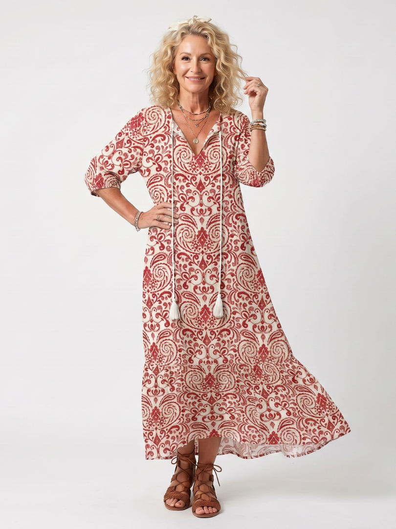 Midi Bohème Kleid Lucie mit Pompons