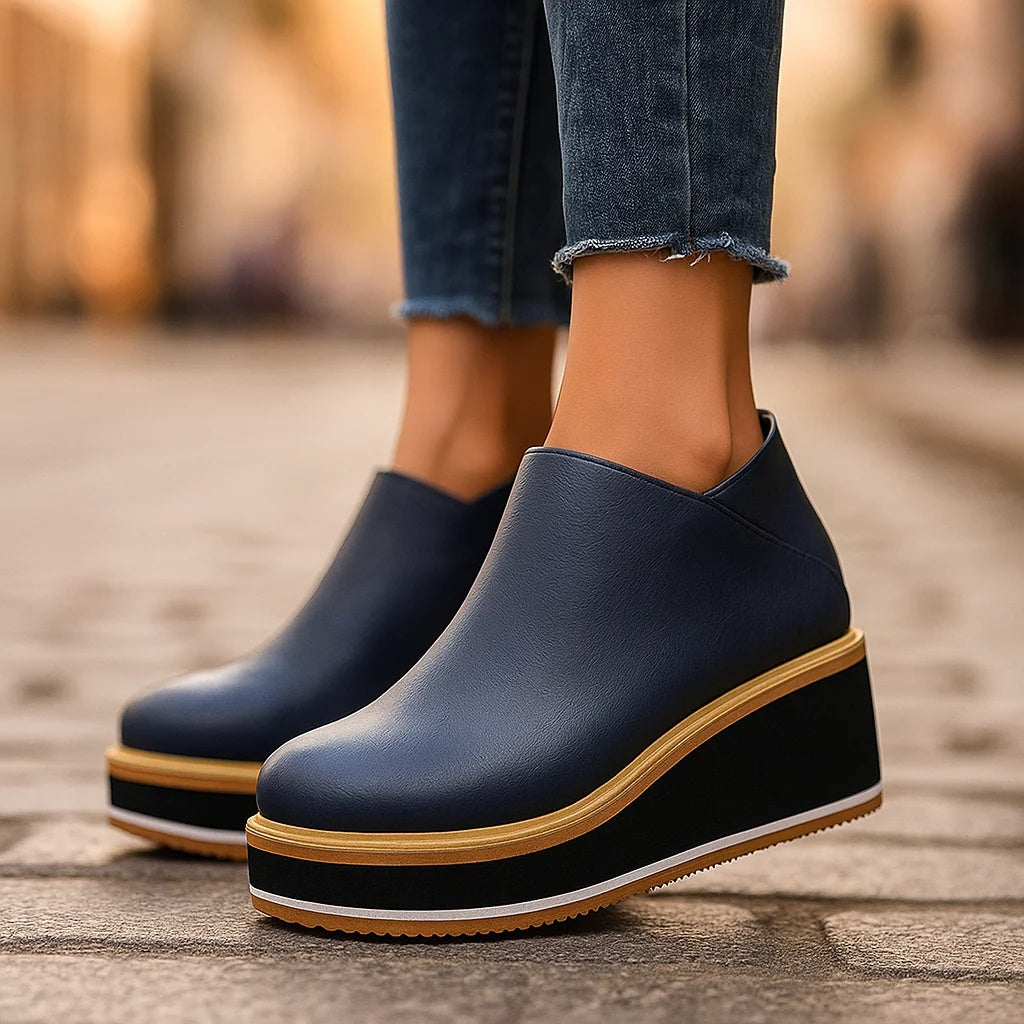Camille - Bottines Compensées à Zip Latéral
