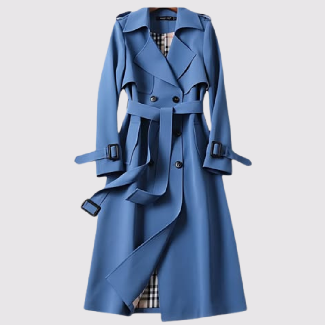 Sienna – Minimalistischer Trenchcoat in Salbeigrün