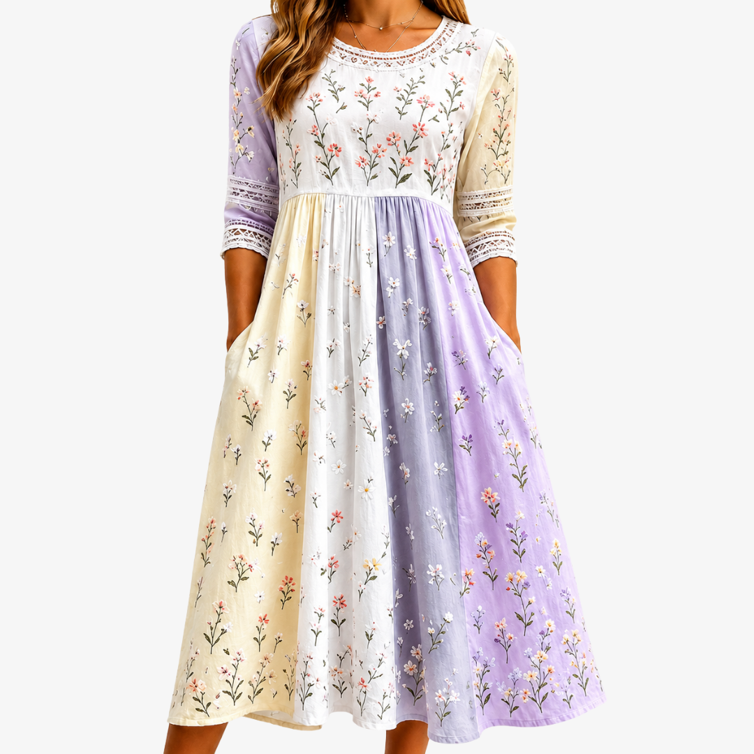 Lavender Midi Patchwork Dress