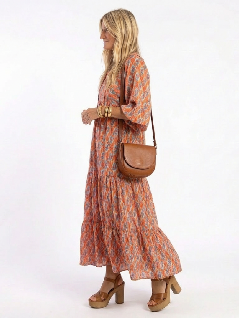 Chloé Midi Kleid mit Geometrischem Volant