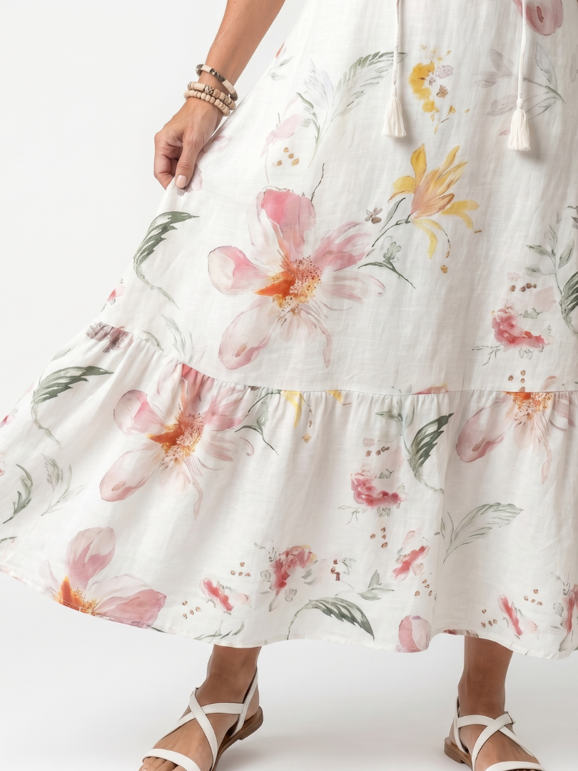 Midi-Blumenkleid Pauline mit Rüschen