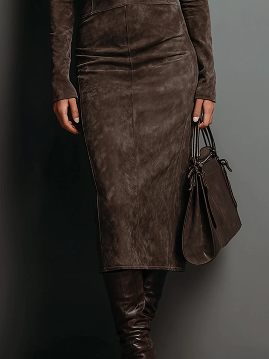 Lorène | Midi Braunes Kleid
