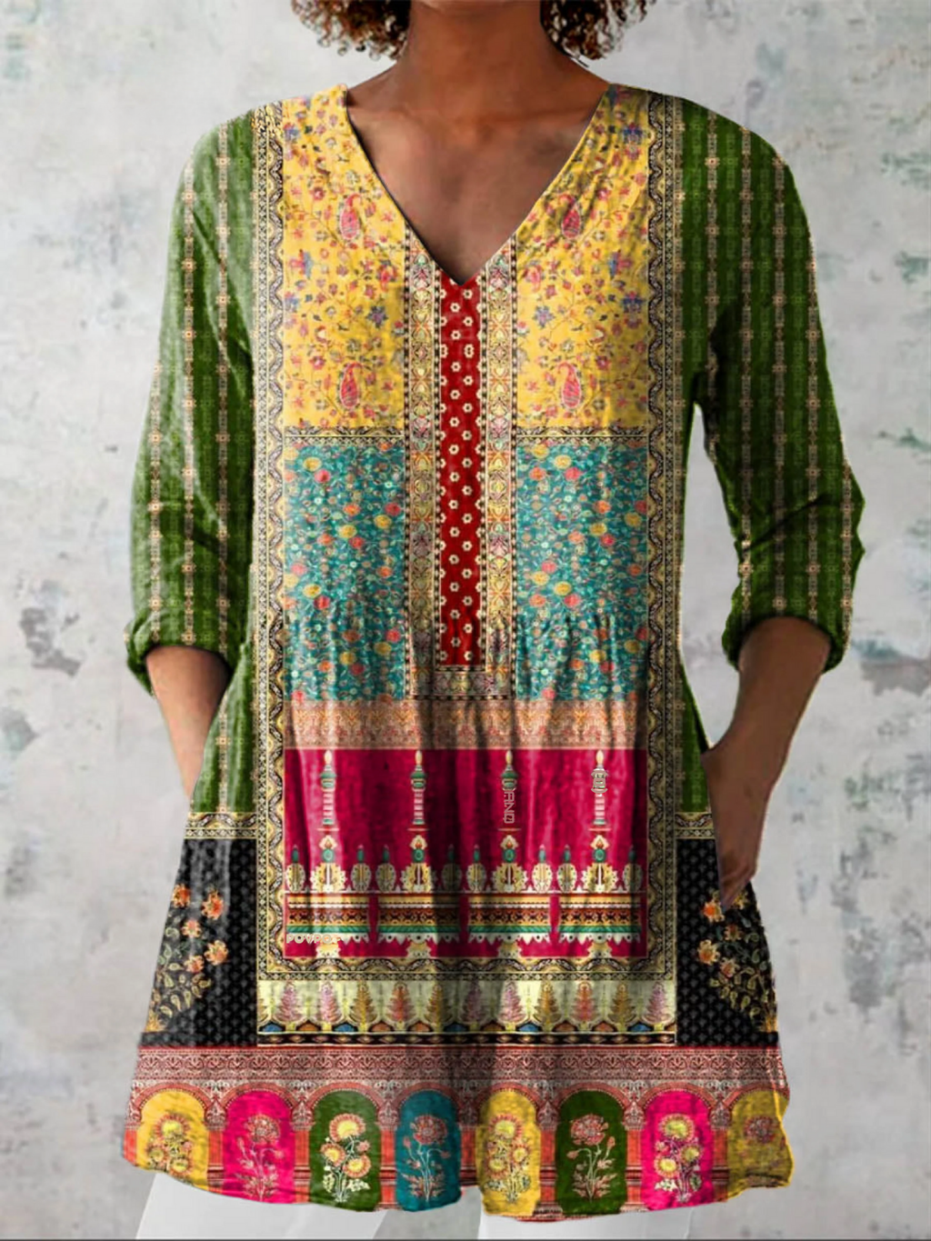 Nyla | Lange Bluse mit auffälligem Muster
