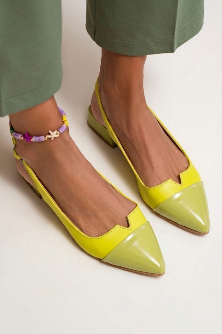 Ballerinas Slingback mit Cut-Out, Farbblockdesign, spitzer Kappe und Schnalle