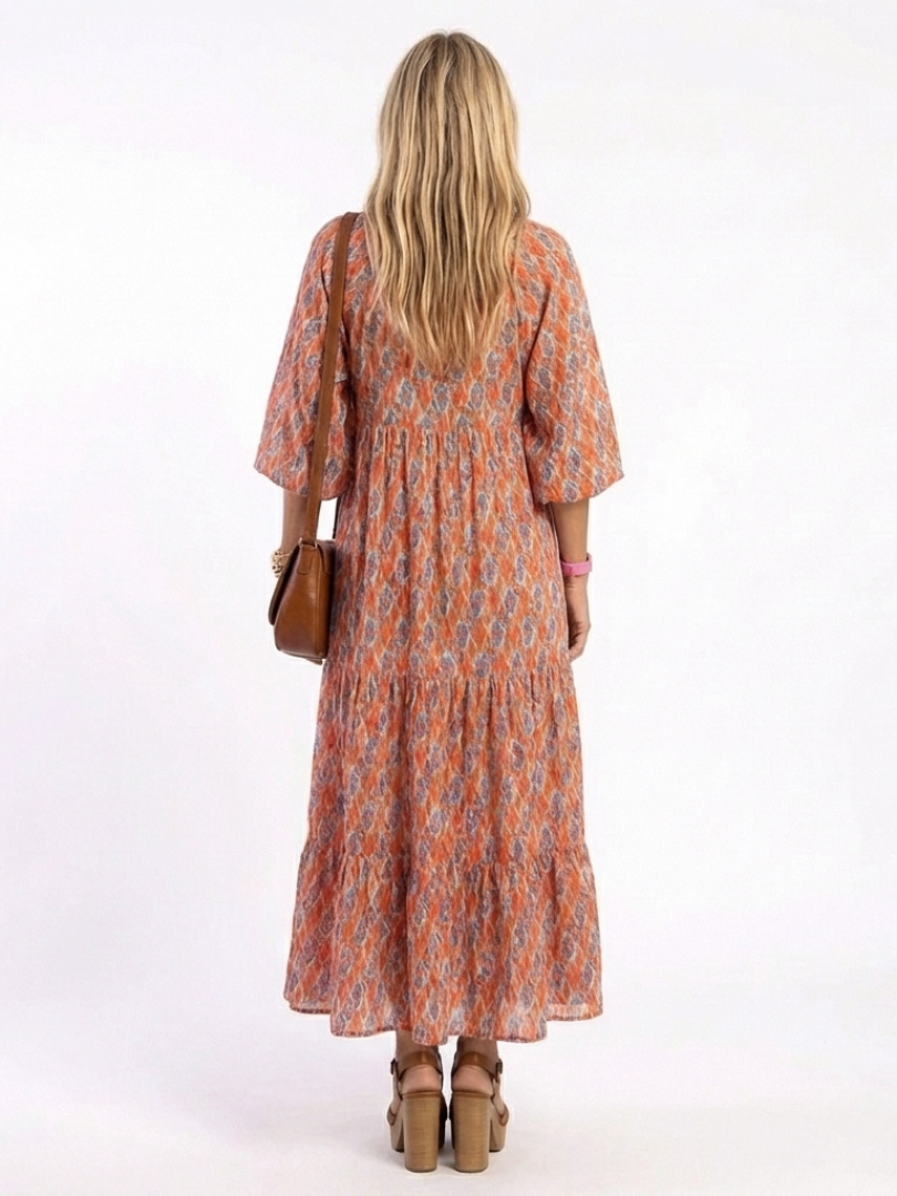 Chloé Midi Kleid mit Geometrischem Volant