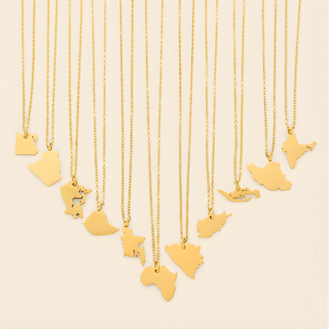 Lindoria™ - Zarte Halskette mit Länderkarte aus 18k Gold