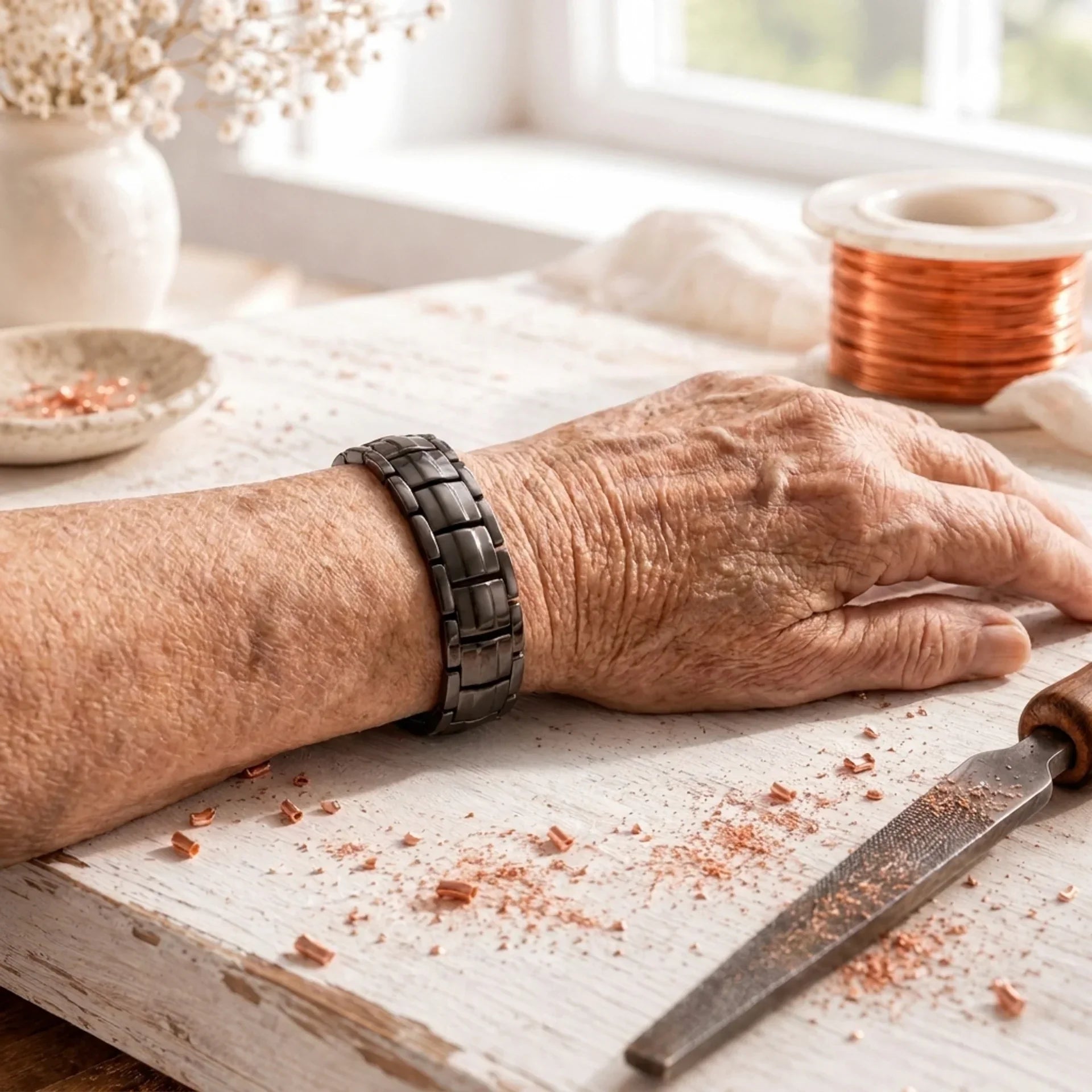 Obsidian- und Kupferarmband für Herren