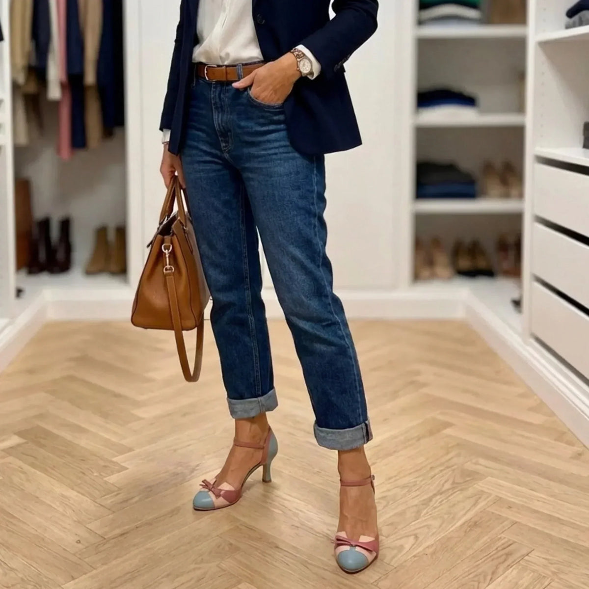 Avelina™ - Vintage Bicolore Stiefeletten mit Schleife