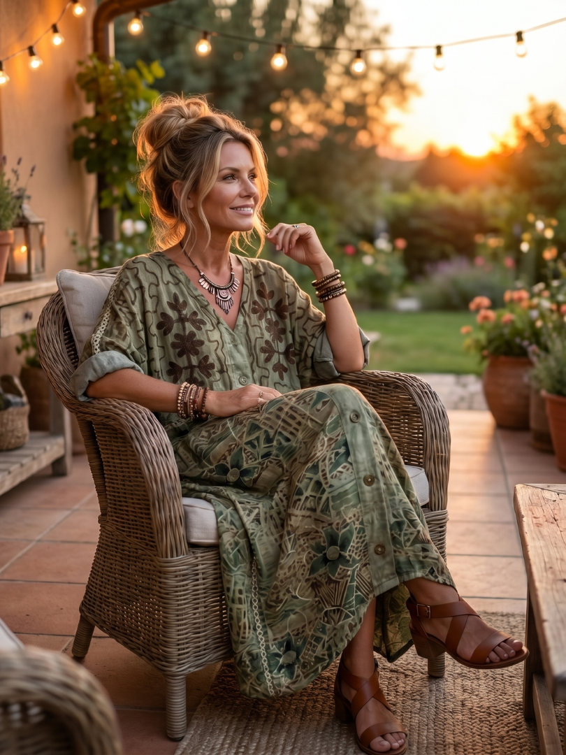 Aleta | Midi-Kleid mit Knopfdetails und praktischen Taschen