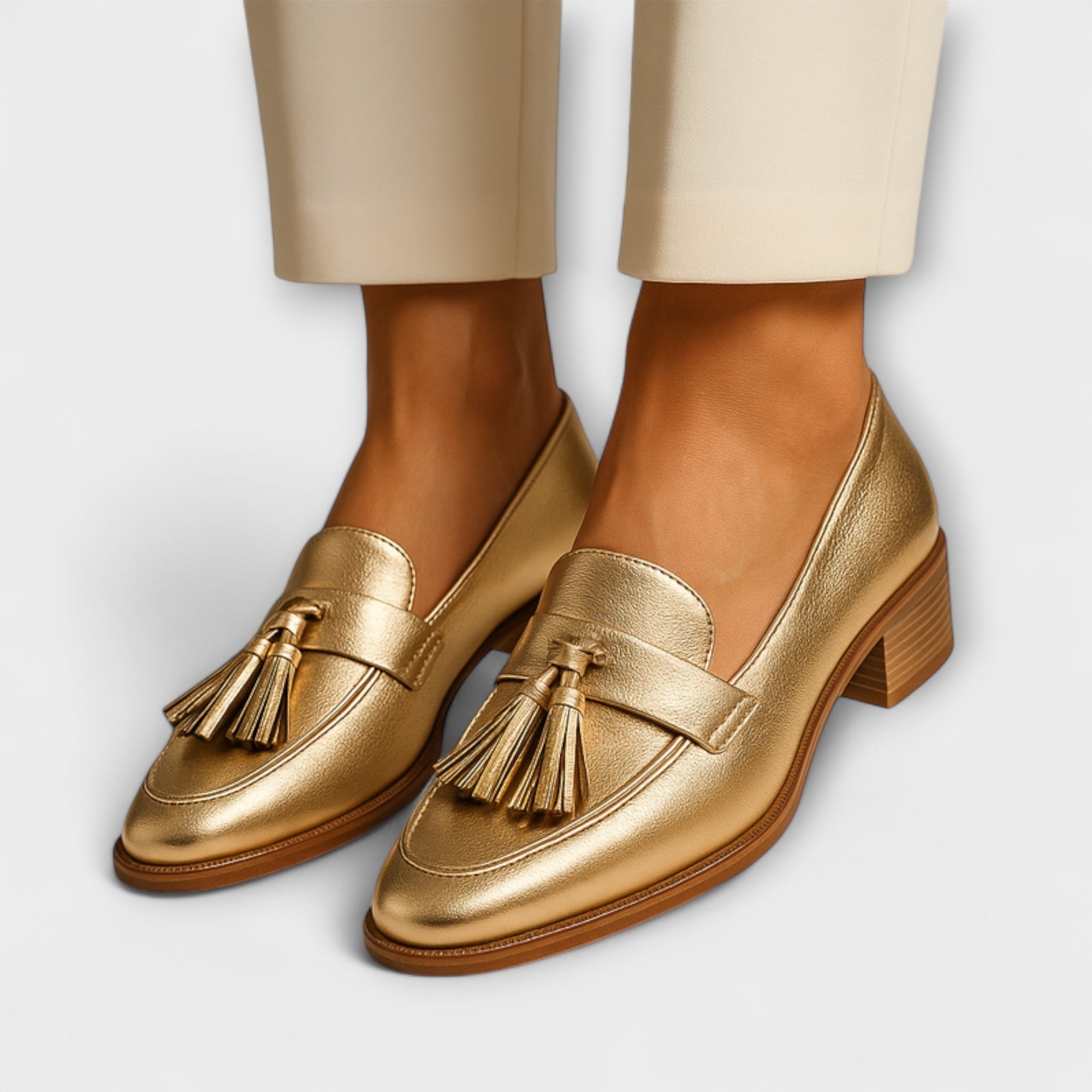 Celeste | Gold Moccasins