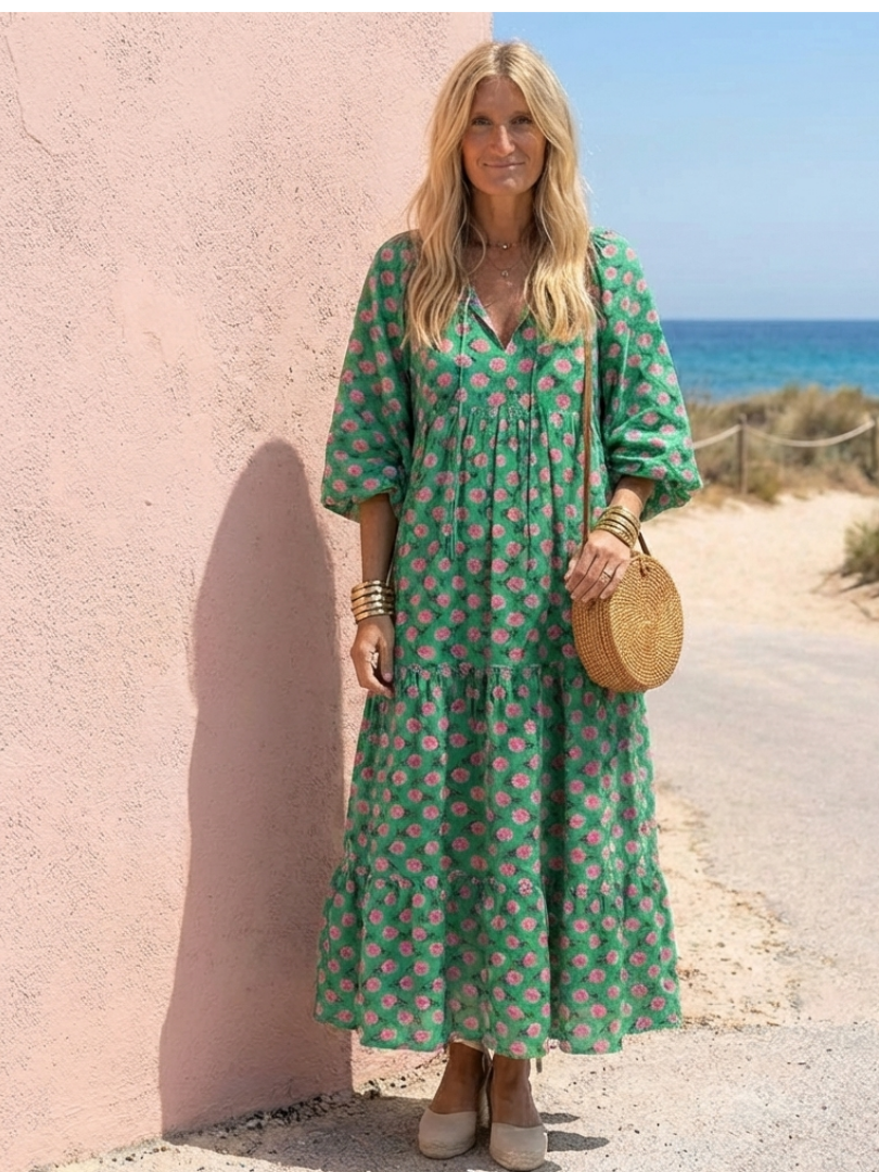 Camille Midi Kleid mit floralem Muster und Rüschen
