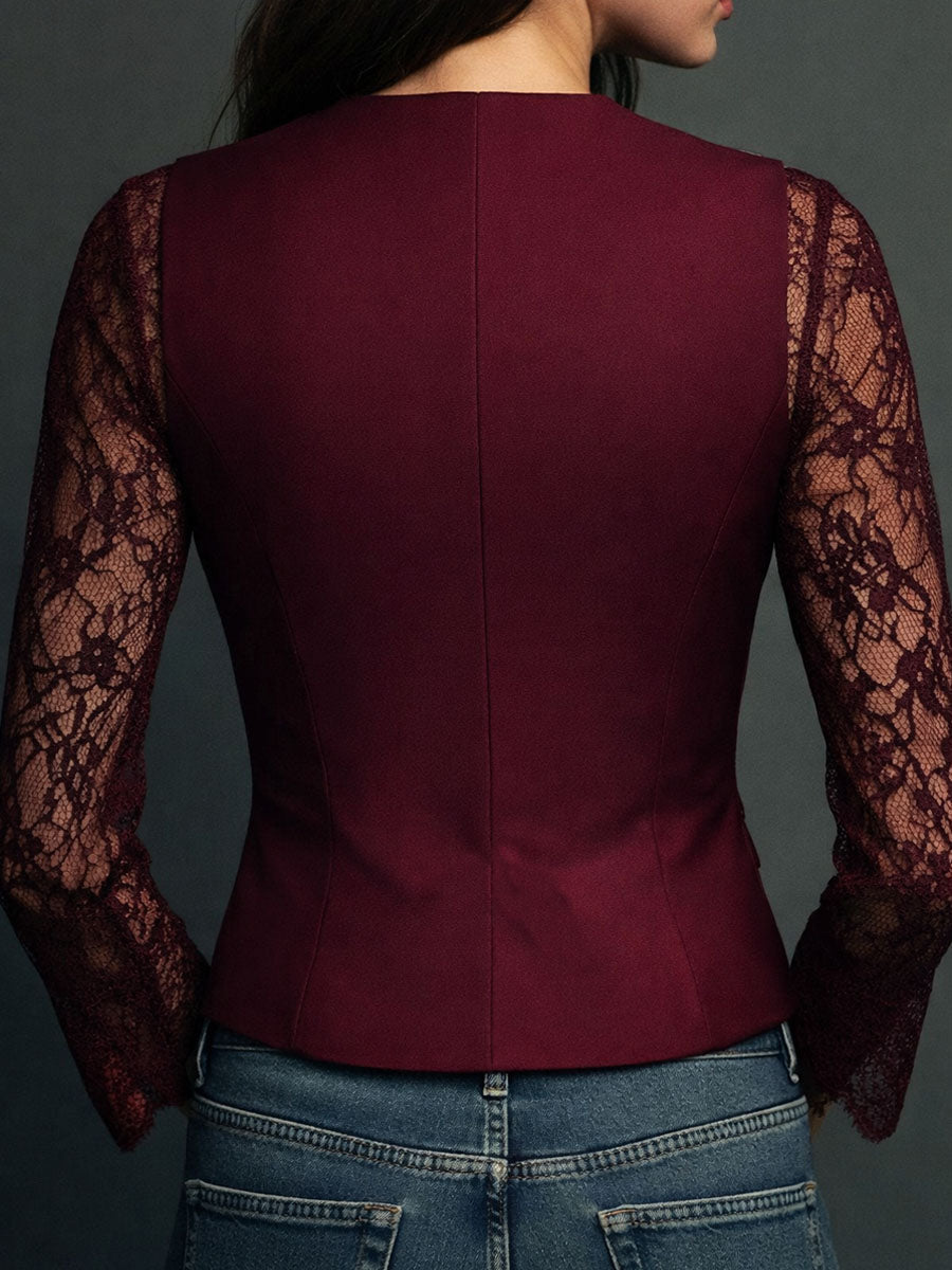 Noémie | Schwarzer Blazer mit Halbdurchsichtigen Ärmeln