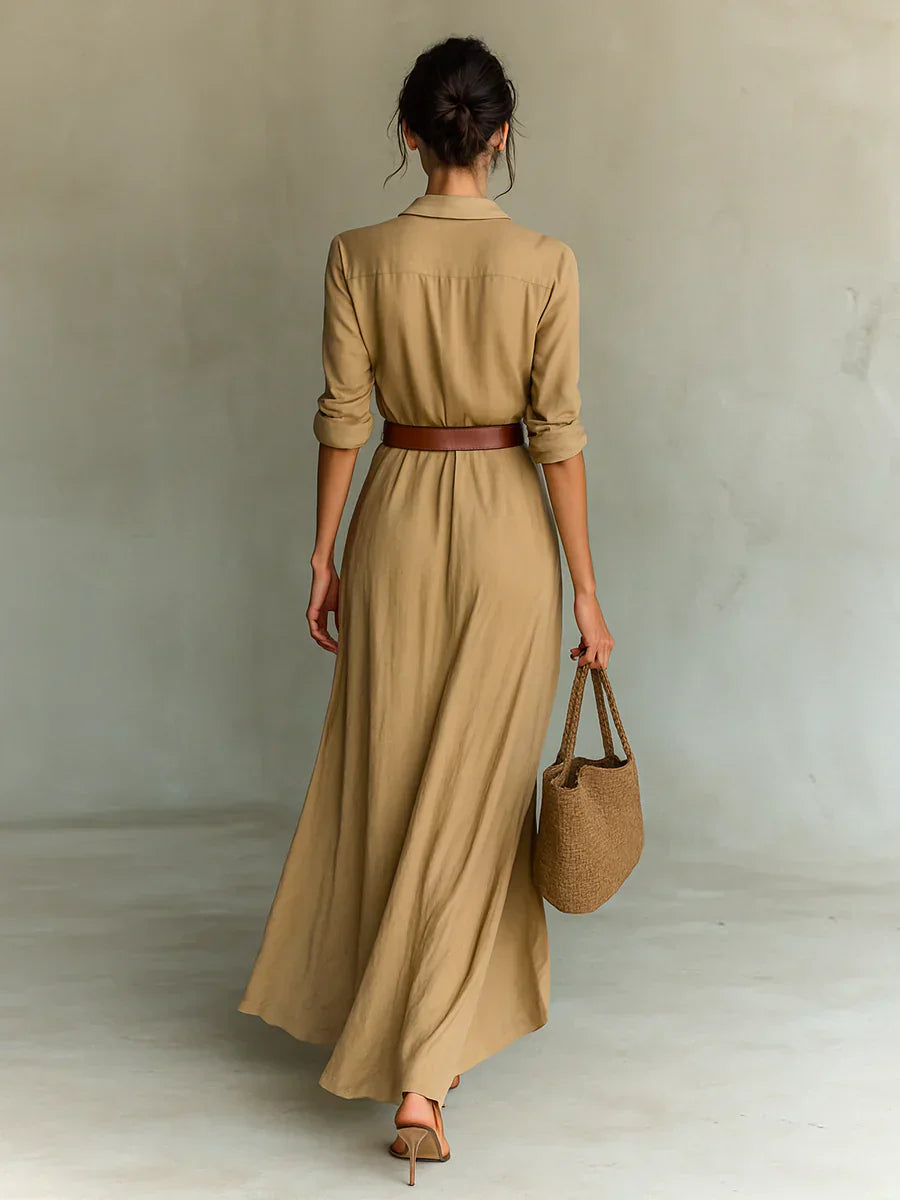 Camille™ | Maxi-Kleid mit Revers und Gürtel