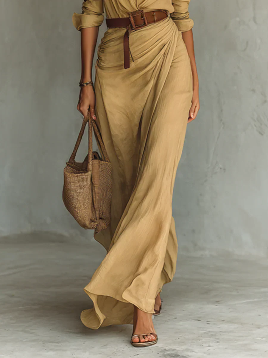 Camille™ | Maxi-Kleid mit Revers und Gürtel
