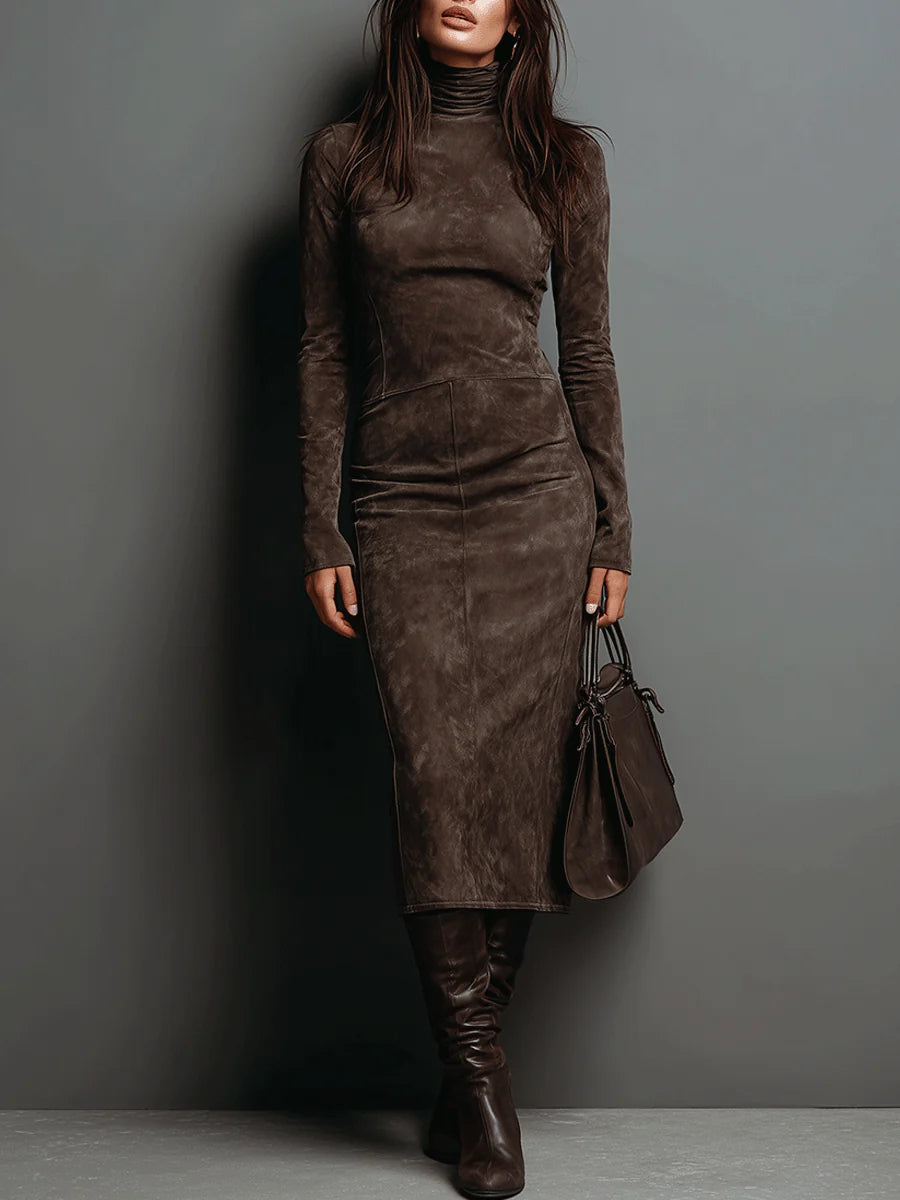 Lorène | Midi Braunes Kleid
