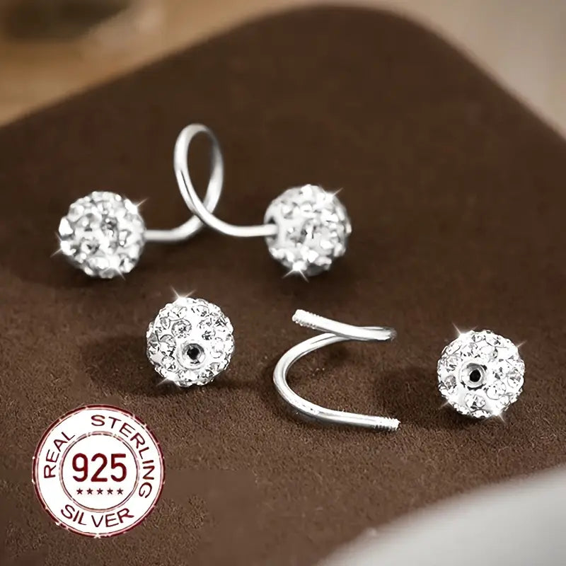 Zweifarbige Supersparkle Zirkonia Doppelspiral-Ohrringe aus Silber und Gold