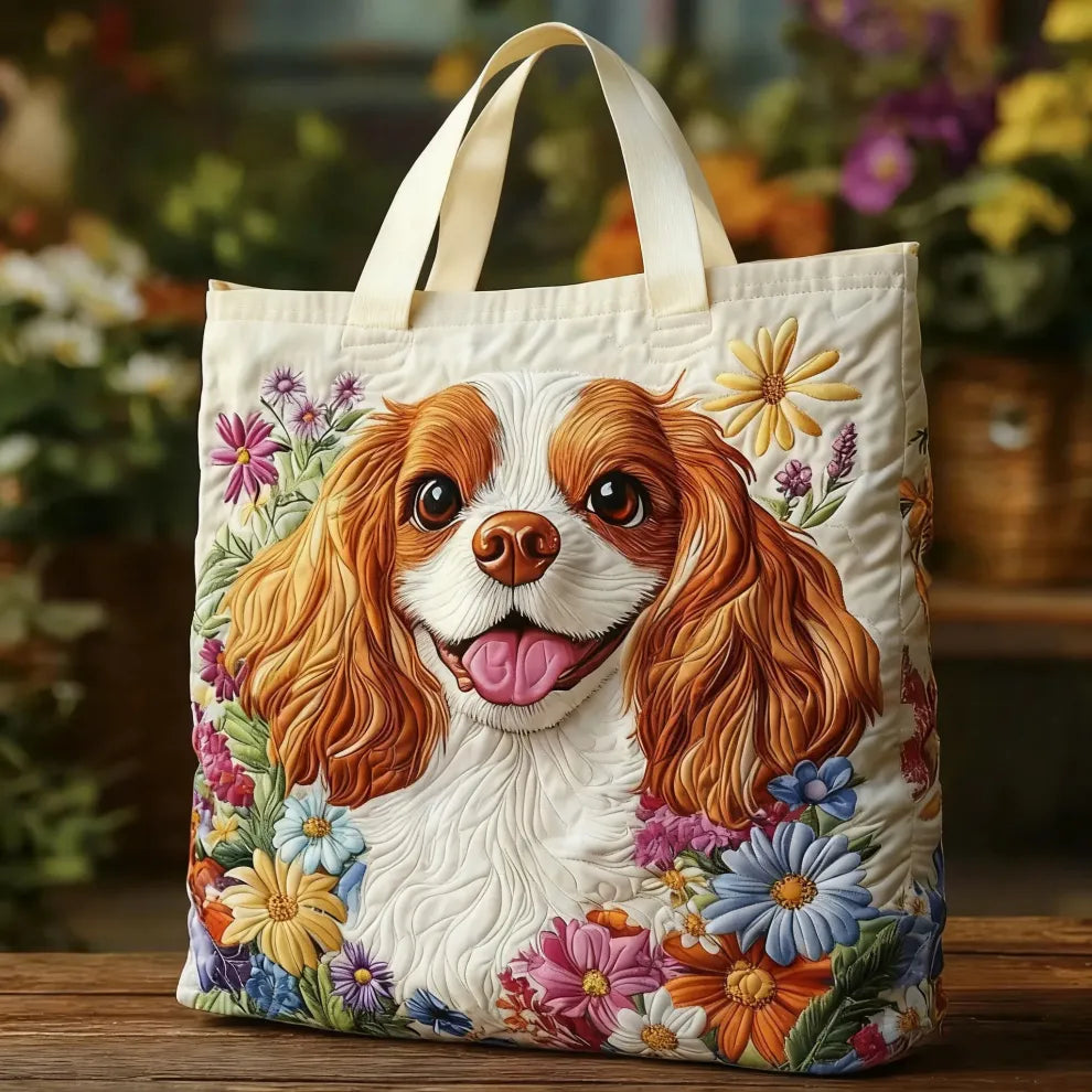 Blossom Pup | Handcrafted Quilted Tote Bag