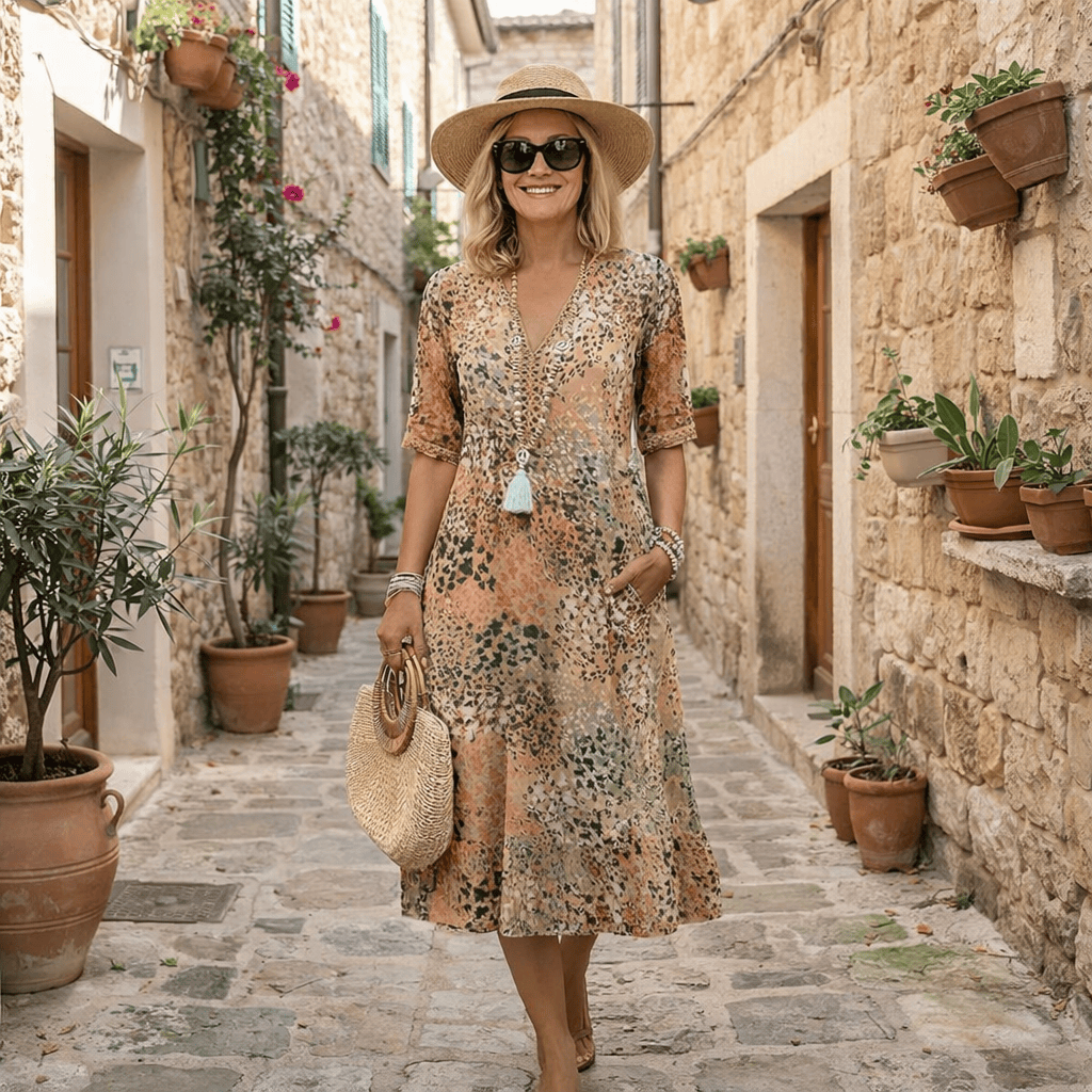 Rachel | Elegantes Midikleid mit Muster
