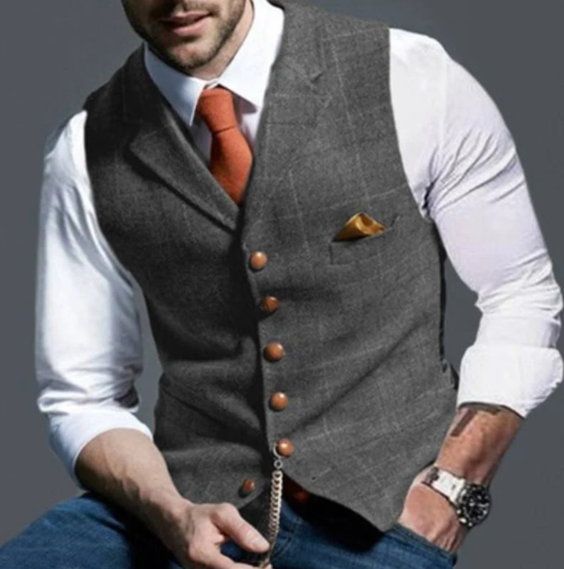 Vincenzo – Elegante Tweed-Weste für Herren