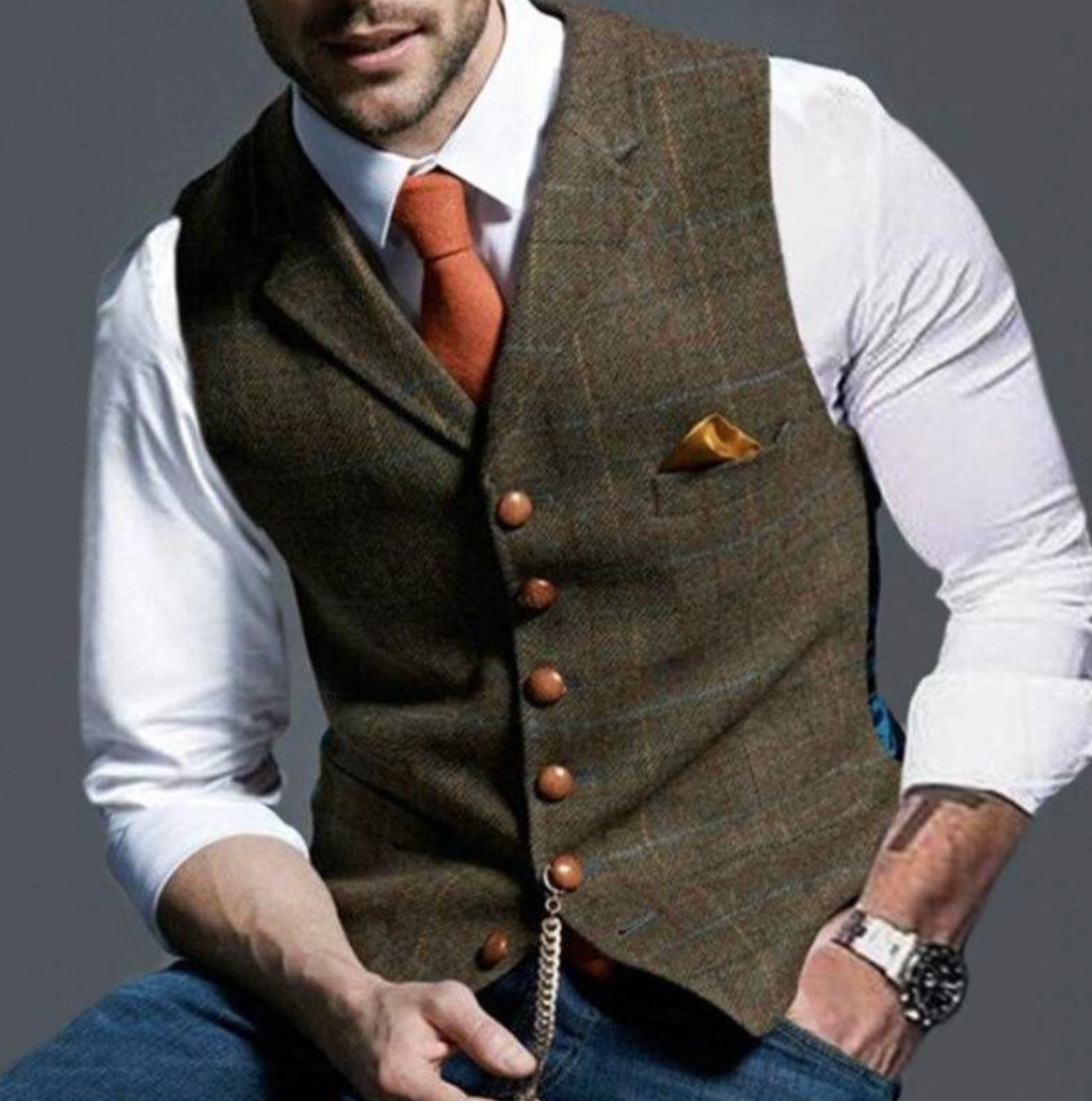 Vincenzo – Elegante Tweed-Weste für Herren