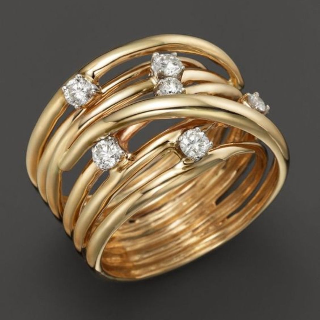 Eleganter Vintage-Ring aus Gold mit Zirkonias