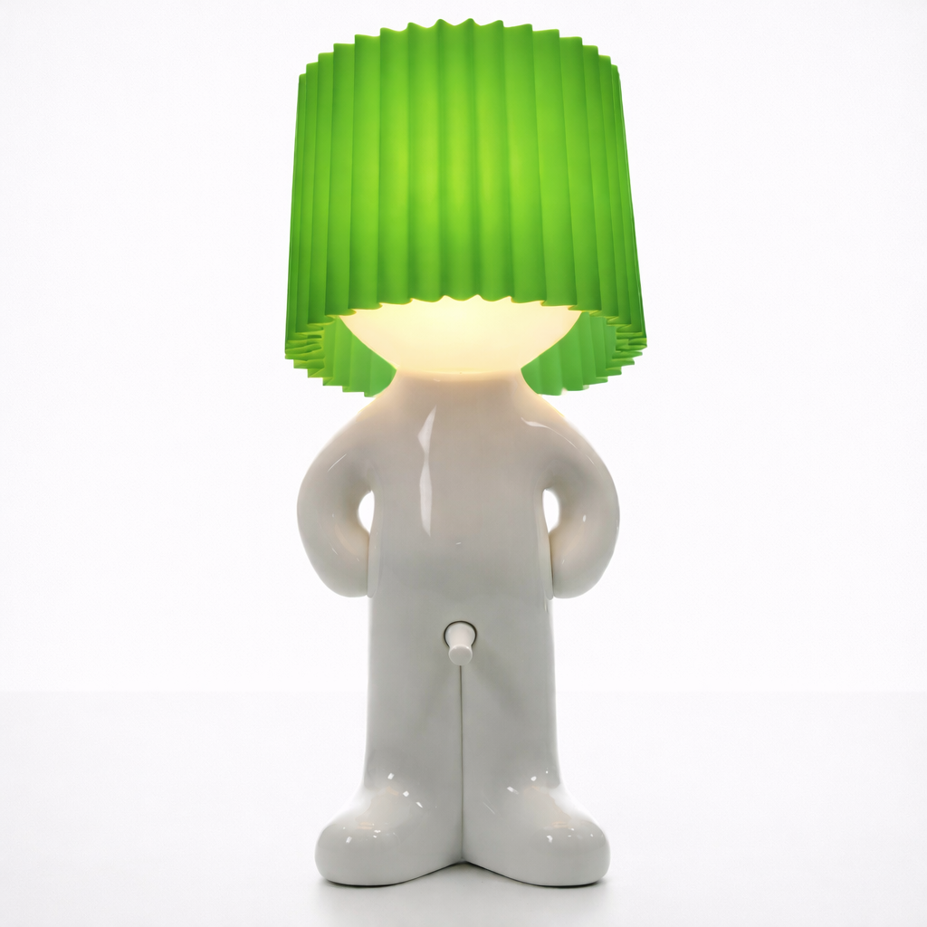 LeuchtMann™ – Dekorative Tischlampe mit Farbschirm