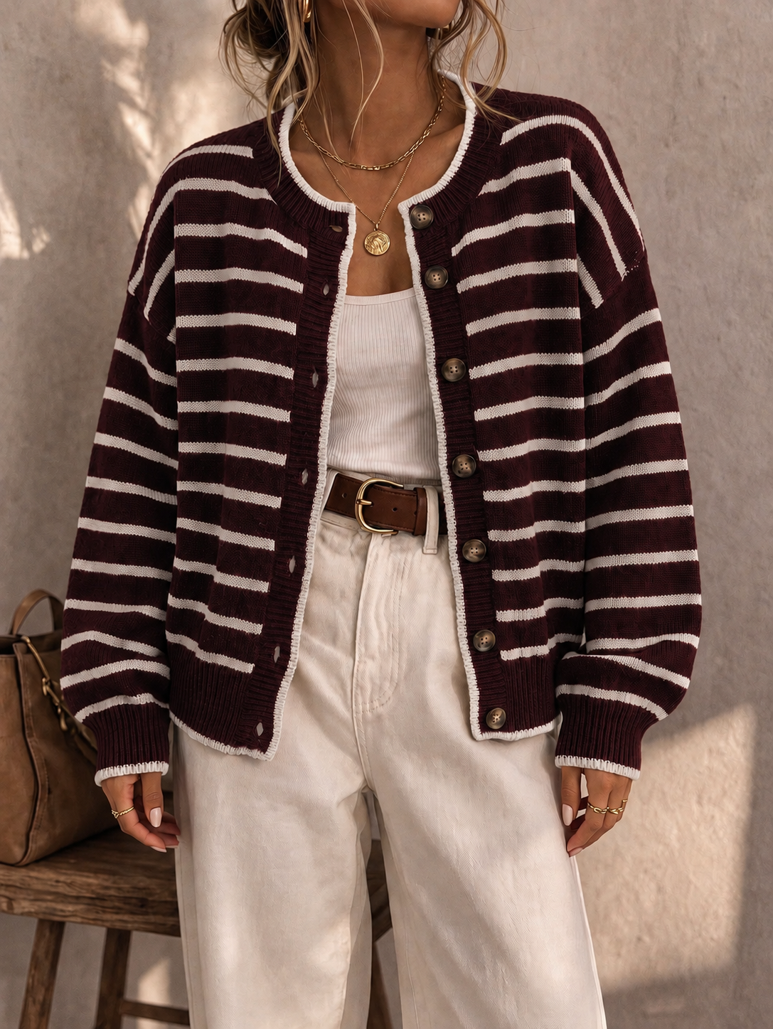 Céliane | Chic Striped Knit Cardigan