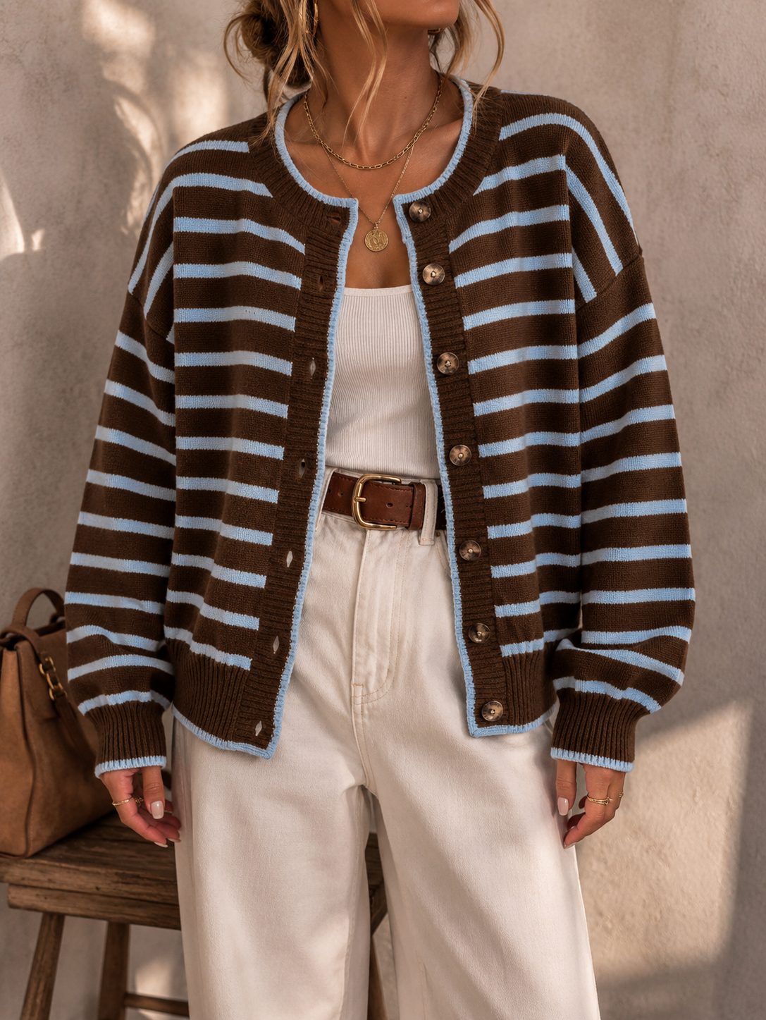 Céliane | Chic Striped Knit Cardigan