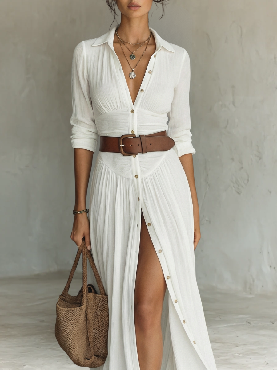 Amalfi – Maxi Hemdblusenkleid mit Gürtel