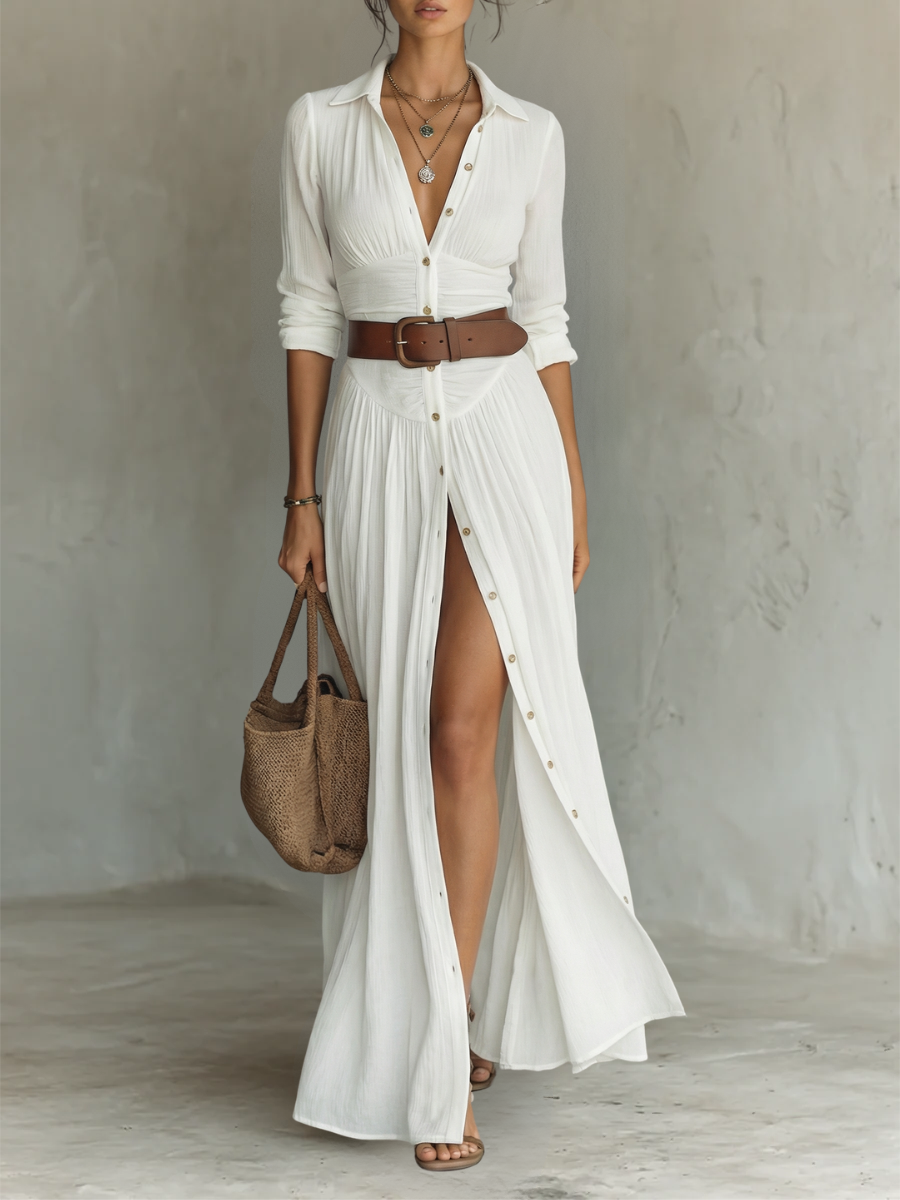 Amalfi – Maxi Hemdblusenkleid mit Gürtel