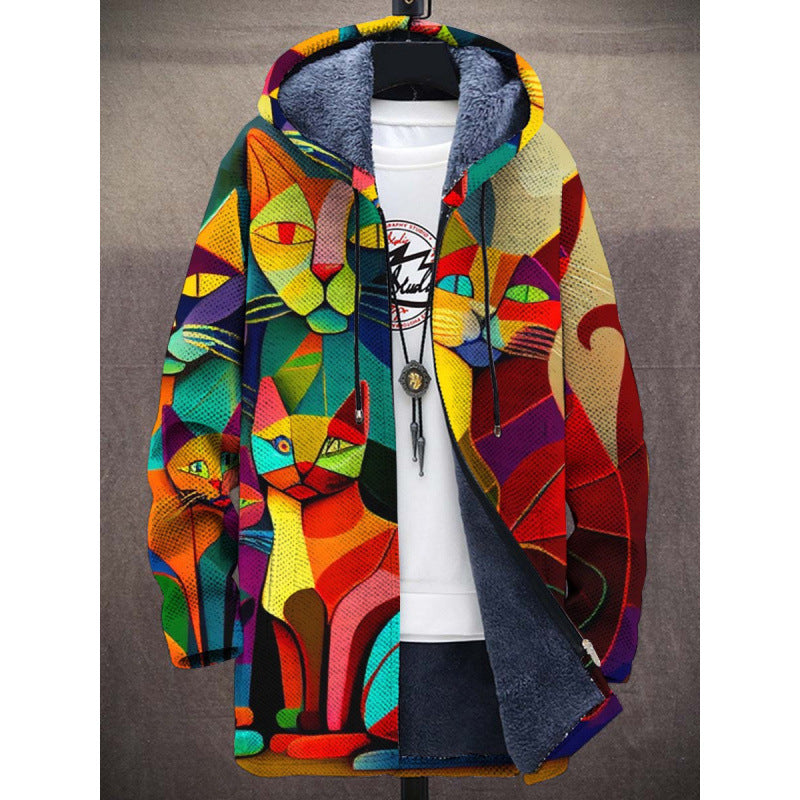 Elandra™ - Luxuriöse Kunstinspirierte Kapuzenjacke mit Reißverschluss