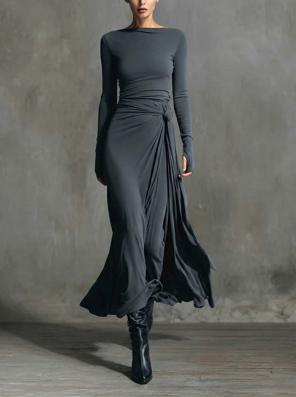 Naomie | Maxikleid mit seitlichem Knoten-Design