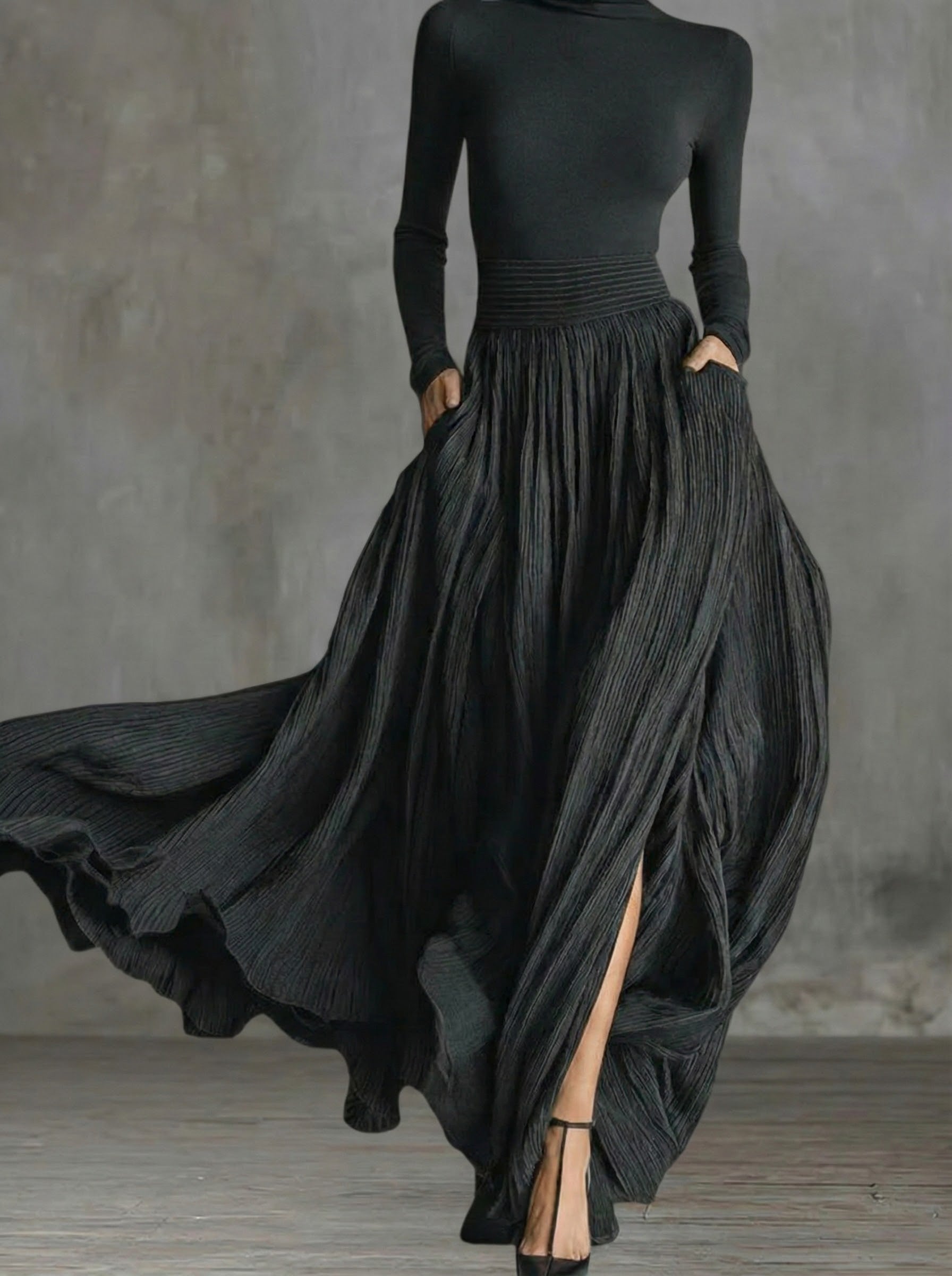 Alessia | Hochtailliertes Maxi-Kleid