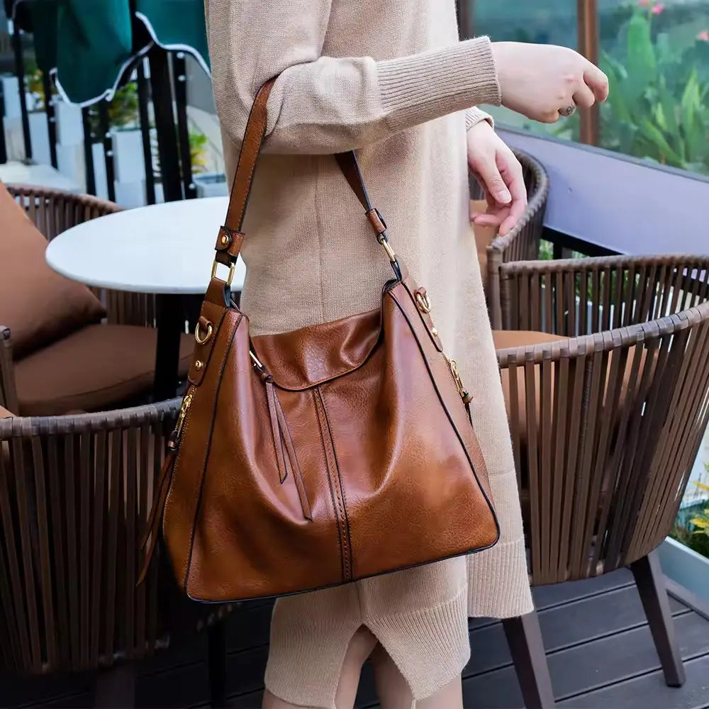 Luxuriöse Leder Hobo Anti-Diebstahl Handtasche