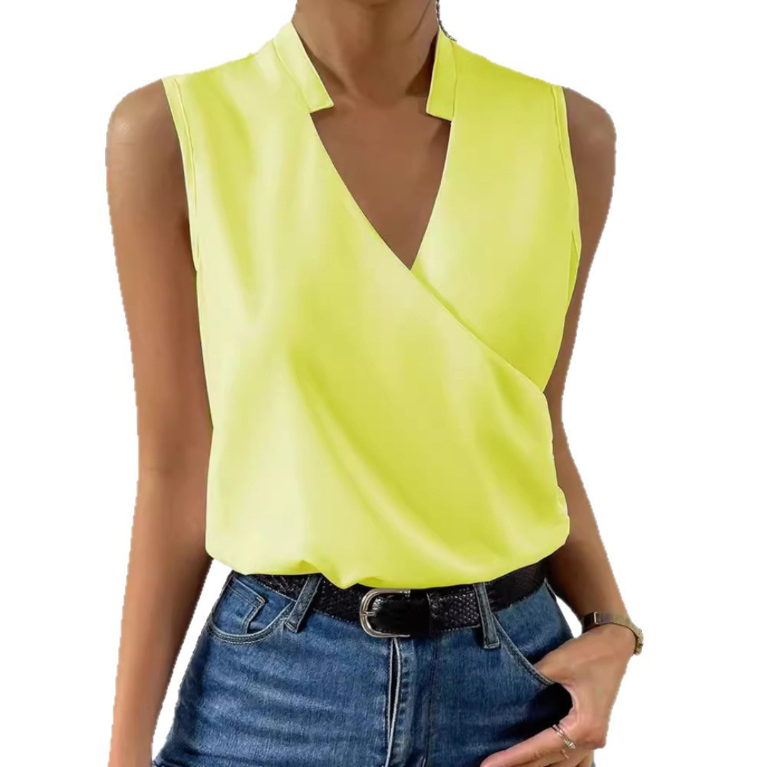 Noelle Elegante Ärmellose Bluse mit V-Ausschnitt und Crossover-Design