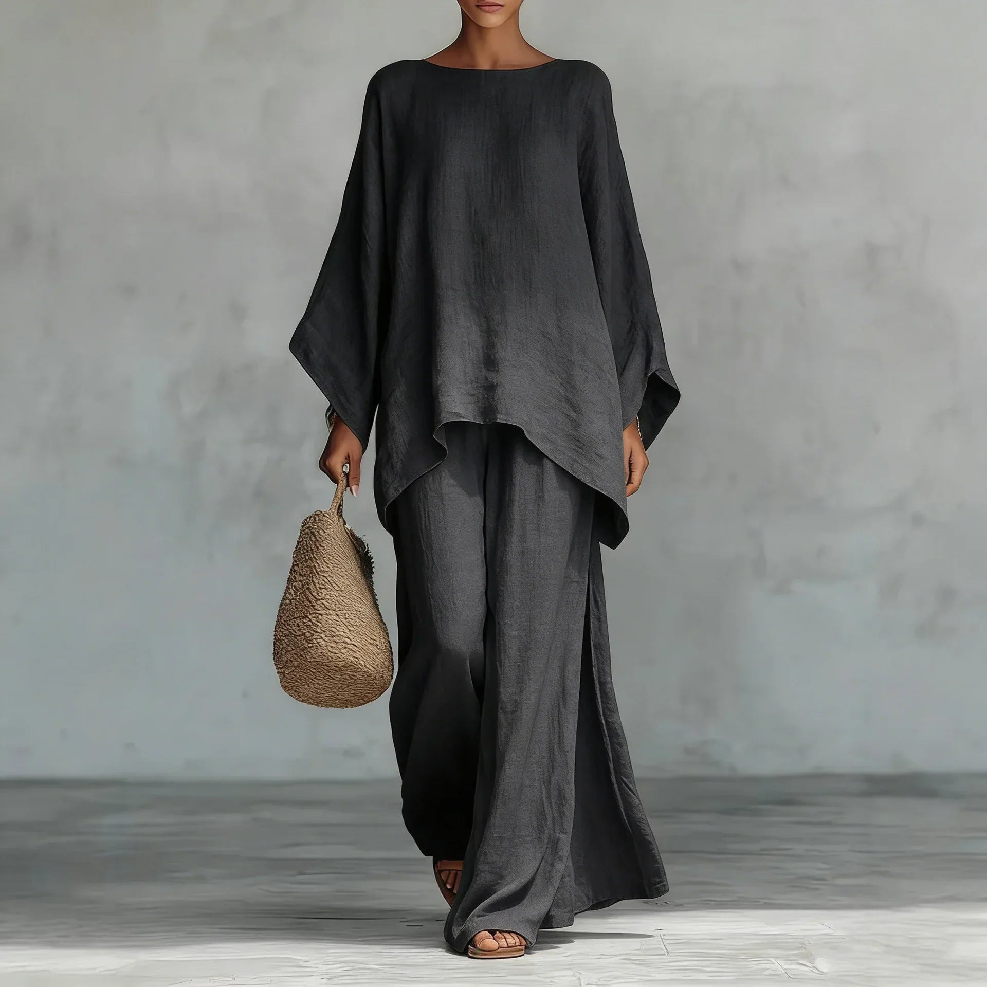 Fernanda | Damen-Set mit Langarmoberteil und weitem Hosen