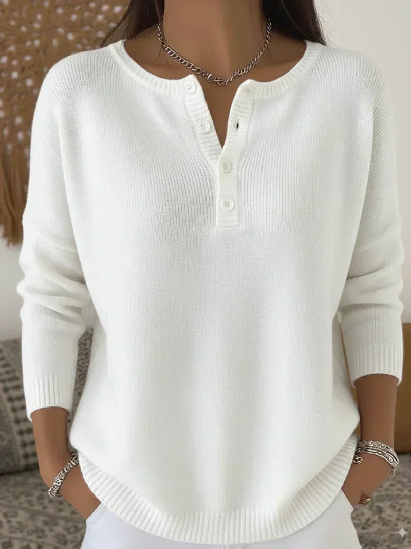 Helena | Pull en Tricot à Boutons Henley