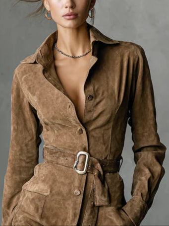 Adeline | Wildleder Midi-Kleid