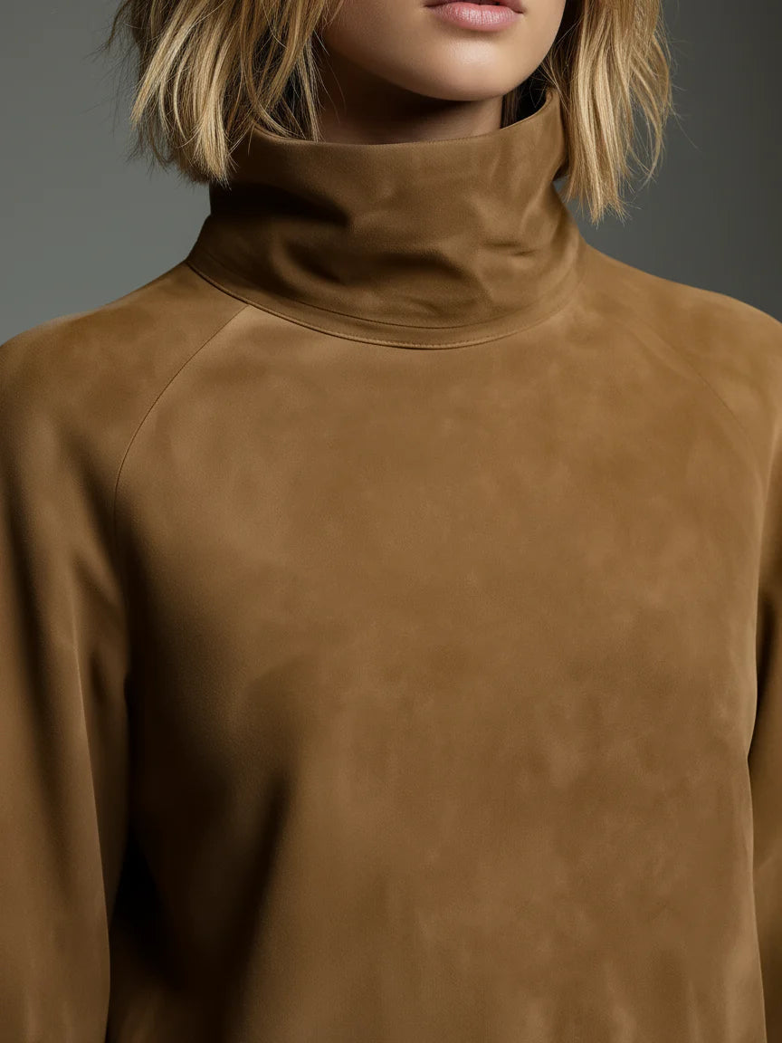 Bibiane | Mini Oversized Velourskleid mit Stehkragen