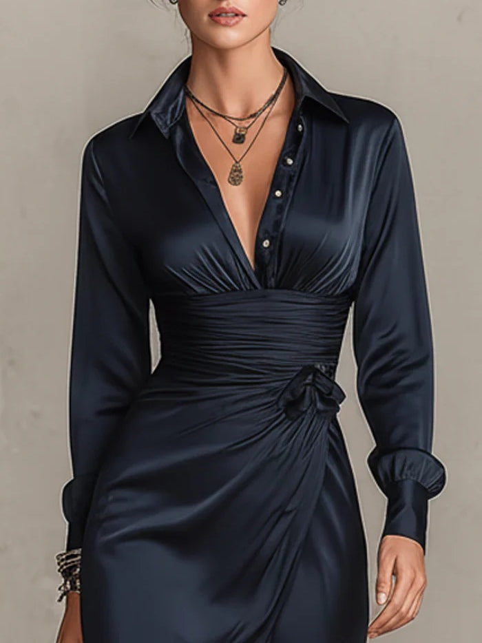 Marielle™ | Satiniertes Mini-Kleid mit Schleifendetail