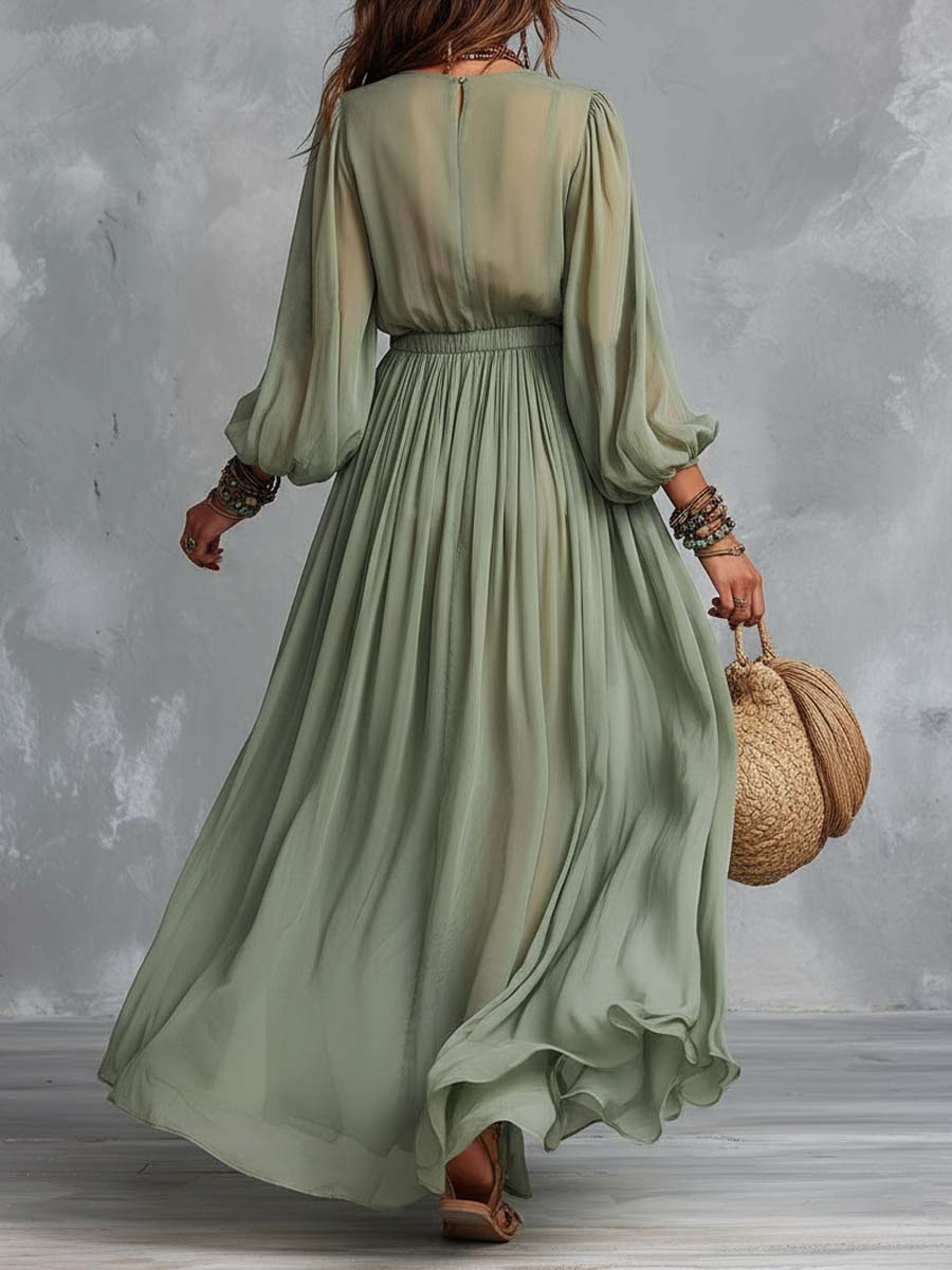 Élodine™ | Böhmisches Maxi-Kleid mit Blumendruck