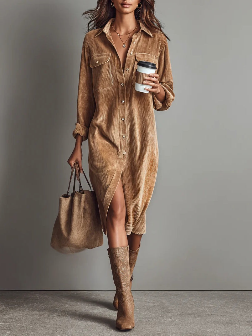 Estelle | Midi-Kleid aus samtigem Cord