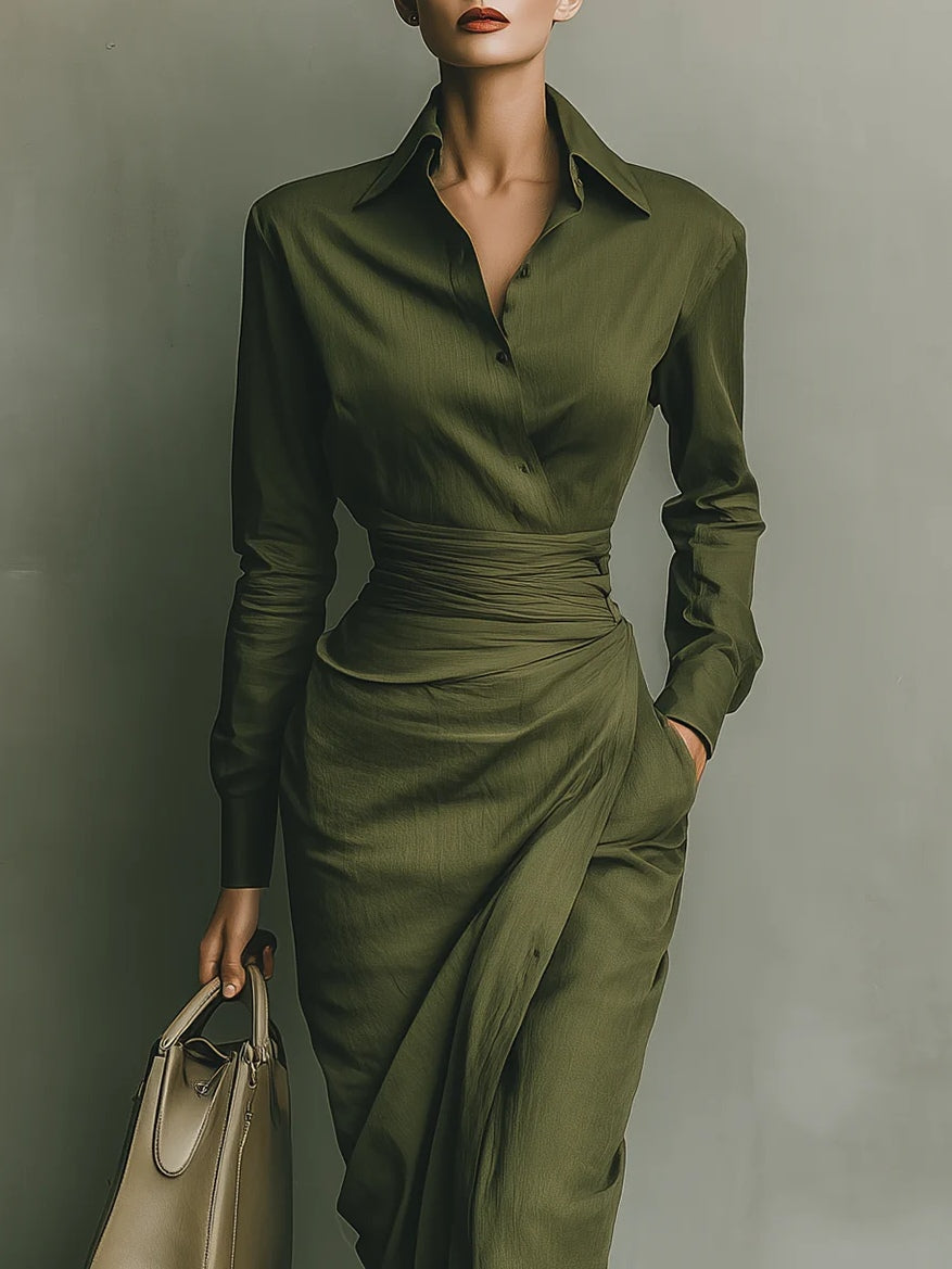 Noëlle™ | Maxi-Kleid in Olivgrün